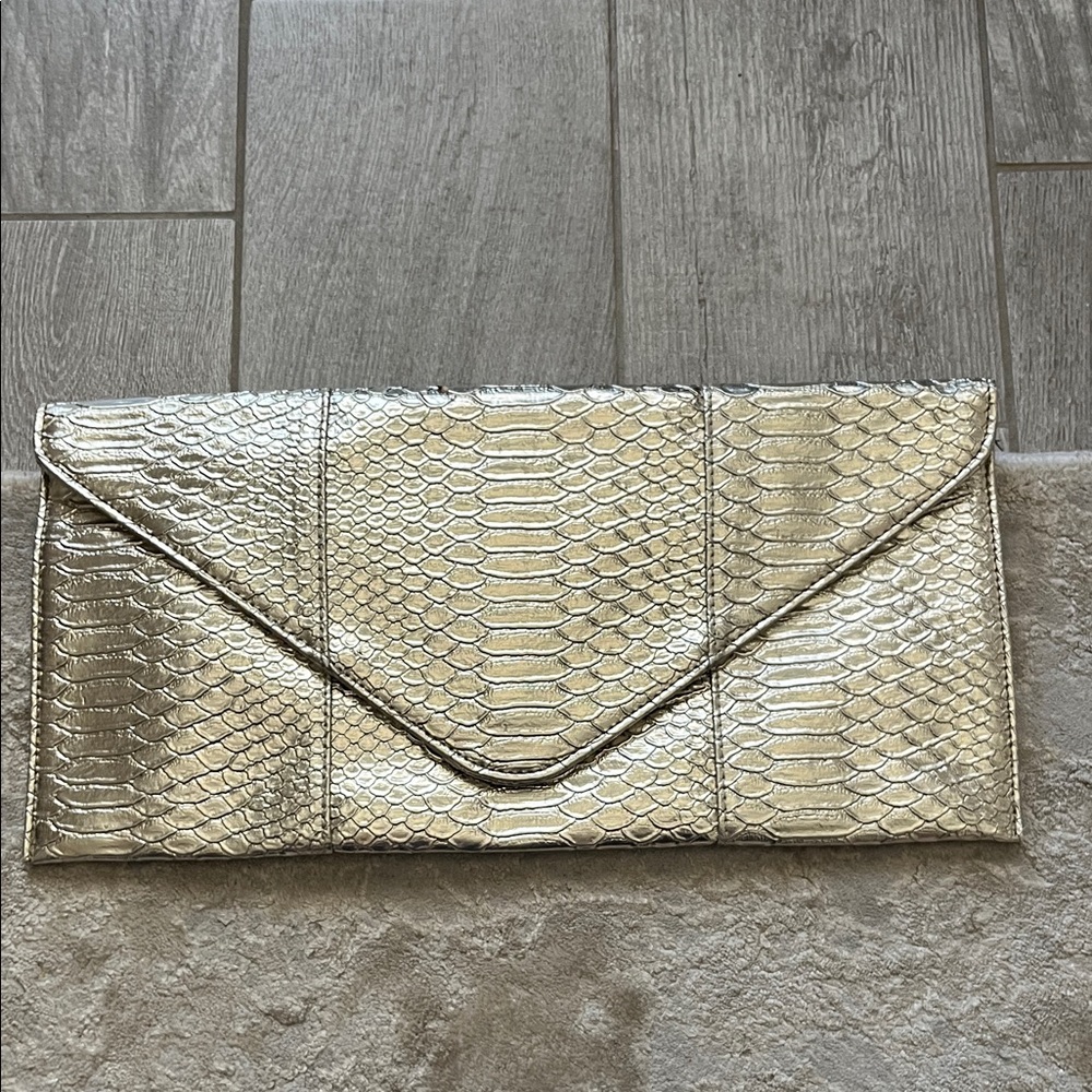 Gold Snakeskin Clutch